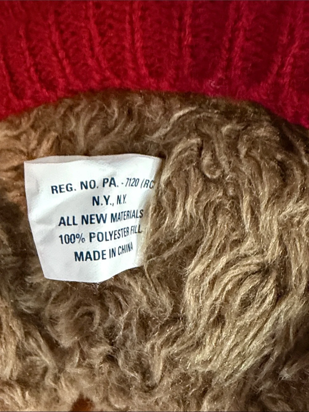 Vintage 1998 Polo by Ralph Lauren Brown Bear with Red Sweater and Plaid Bow 12”